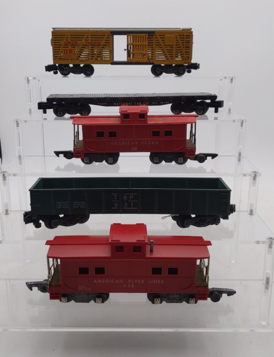 American Flyer Vintage S Postwar Freight Cars # 24076, 24575, 638, 931 & 638 [5] EX