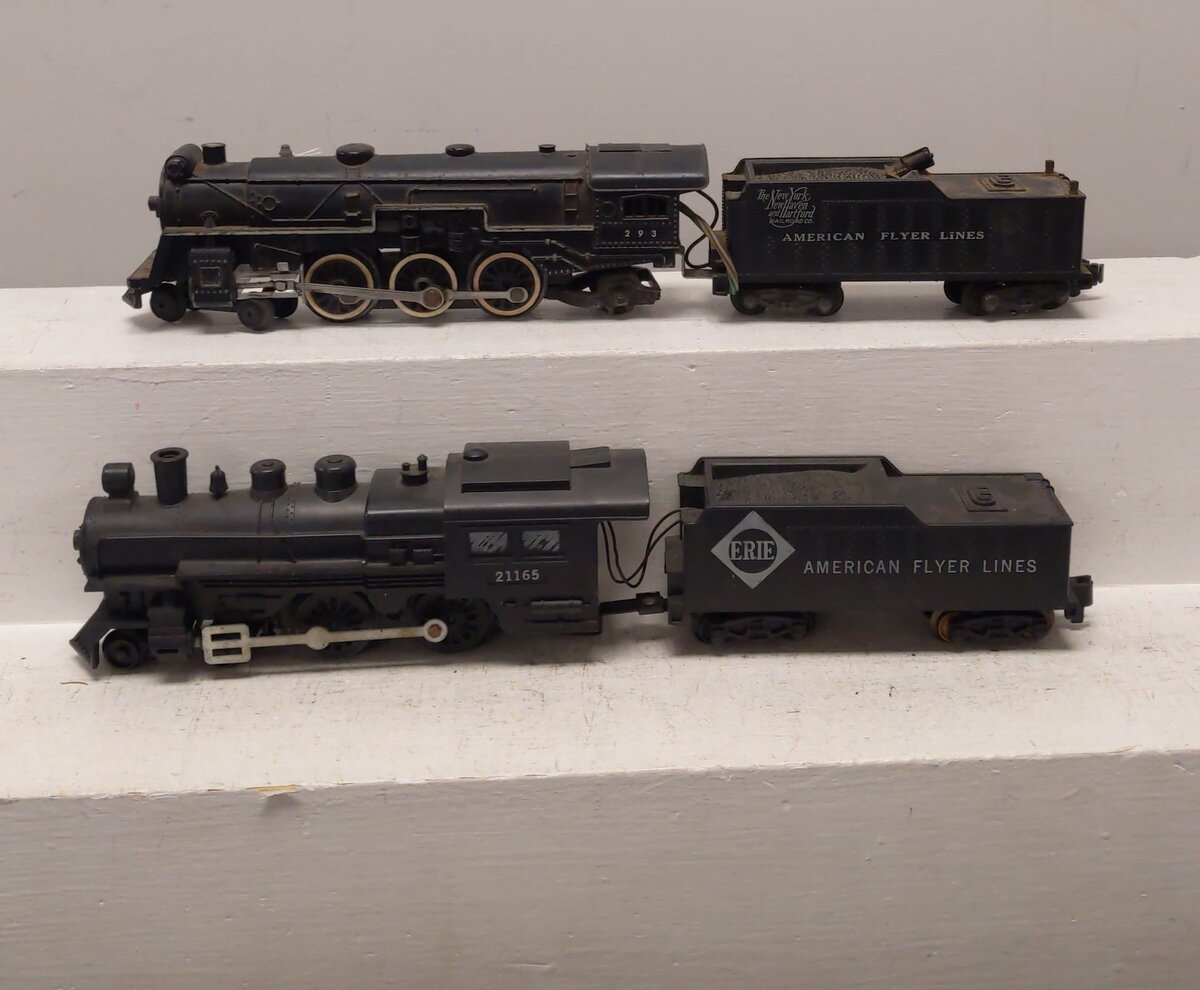 American Flyer Vintage S Postwar Steam Locomotives & Tenders # 21165 & 293 [2] EX