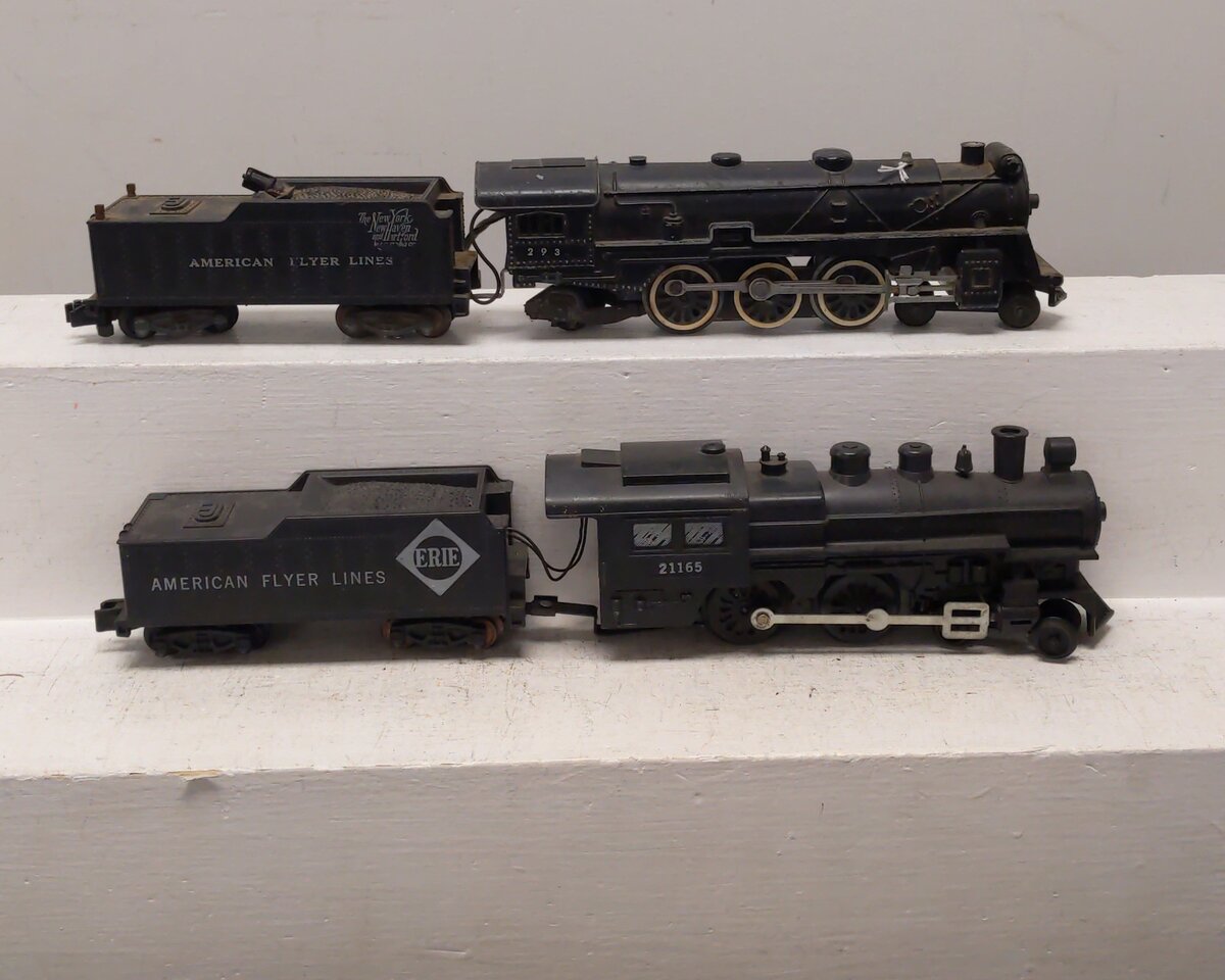 American Flyer Vintage S Postwar Steam Locomotives & Tenders # 21165 & 293 [2] EX