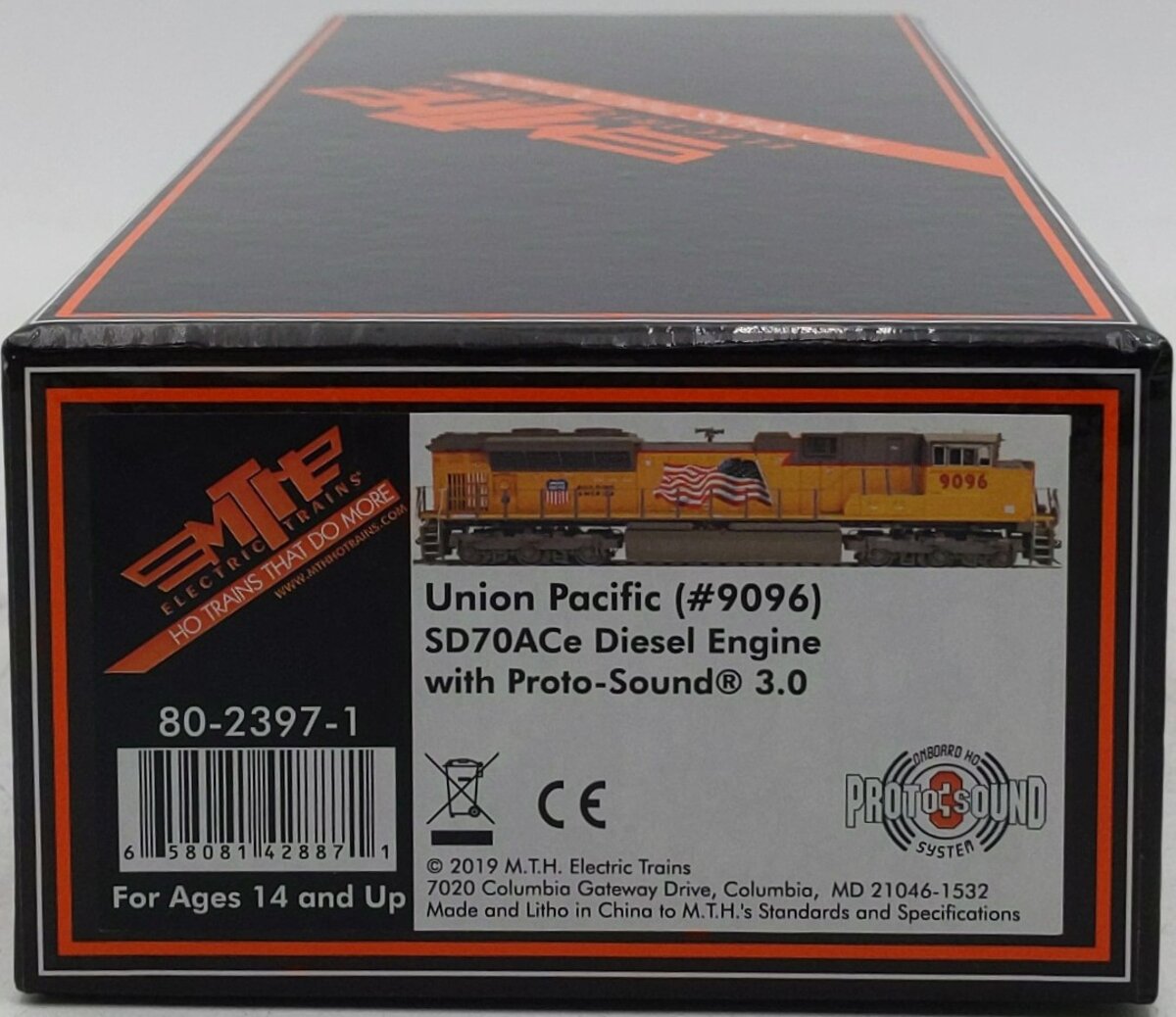 MTH 80-2397-1 HO Union Pacific SD70AH Diesel Locomotive #9096 w/Proto-Sound 3.0