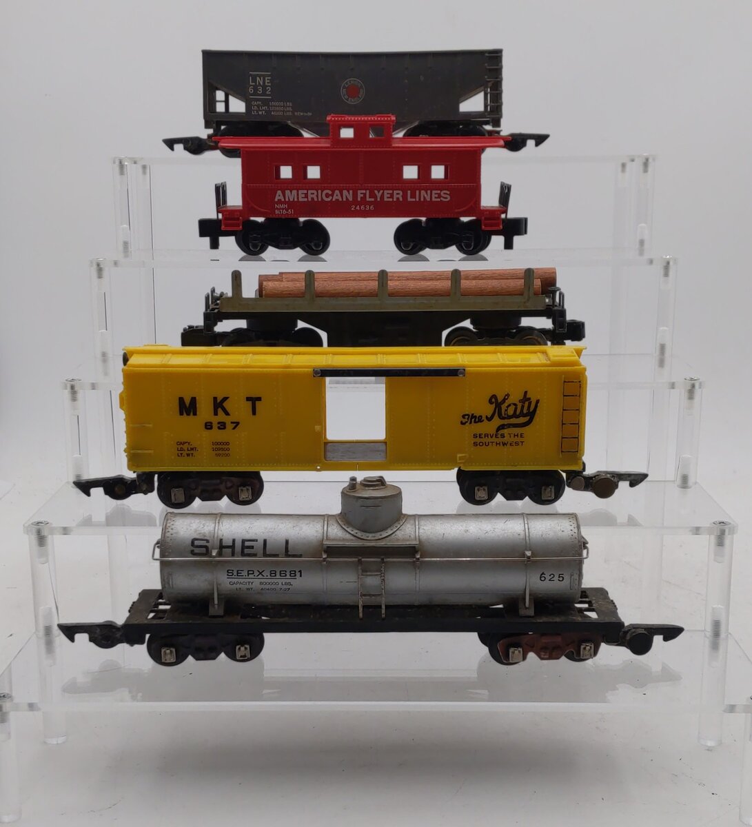 American Flyer Vintage S Postwar Freight Cars # 632, 914, 637, 625 & 24636 [5] EX
