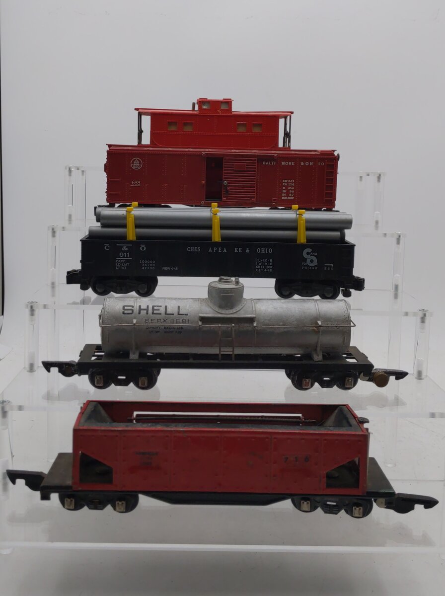 American Flyer Vintage S Postwar Freight Cars # 716, 625, 911, 633 & 630 [5] VG