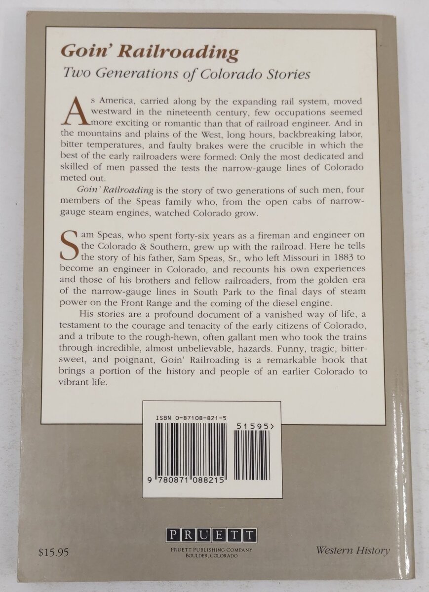 Goin' Railroading: Two Generations of Colorado Stories Paperback Book VG