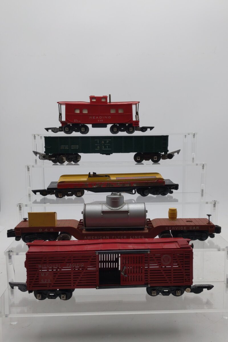 American Flyer Vintage S Postwar Freight Cars # 915, 631, 948, 629 & 630 [5] EX