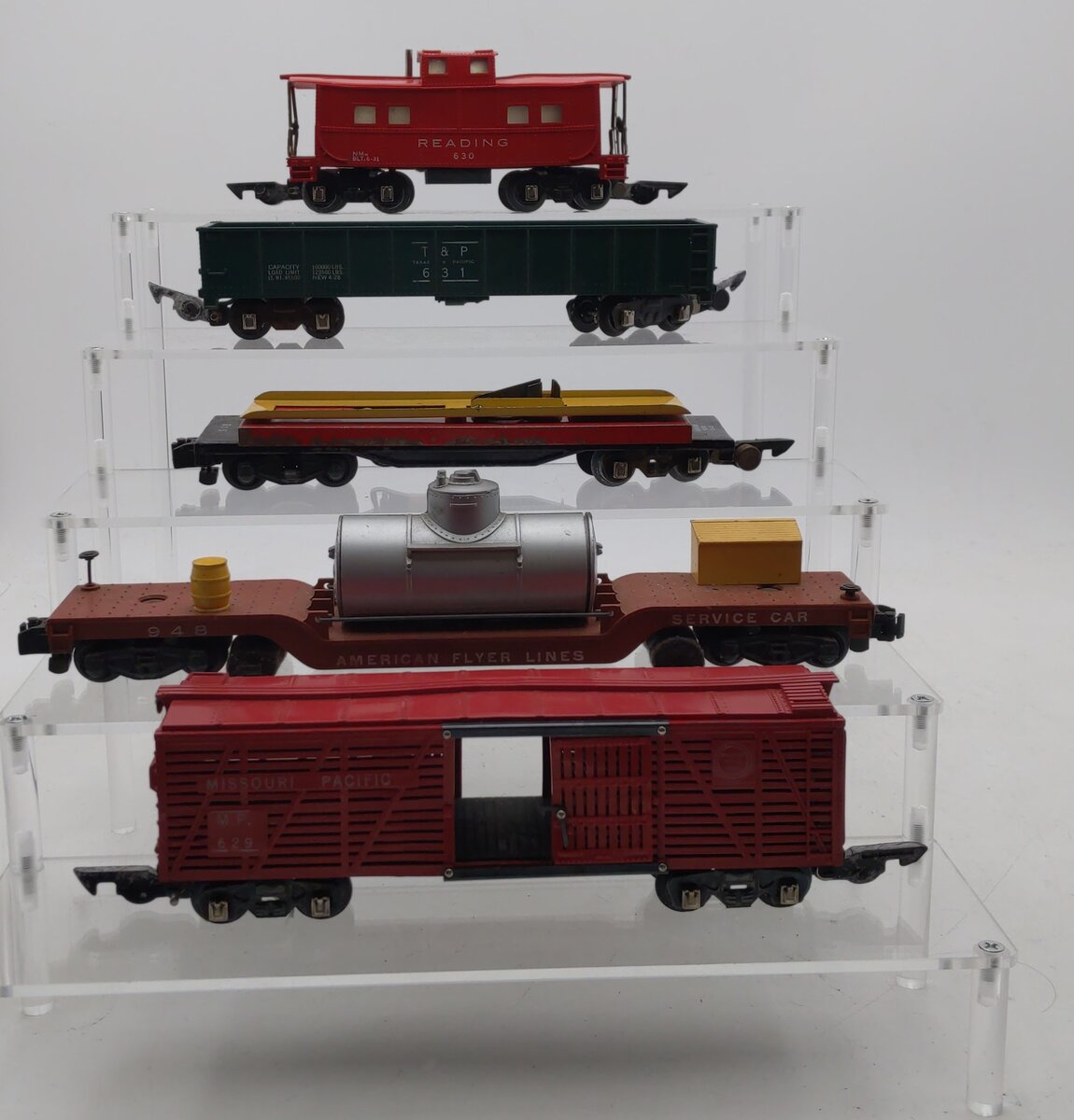 American Flyer Vintage S Postwar Freight Cars # 915, 631, 948, 629 & 630 [5] EX