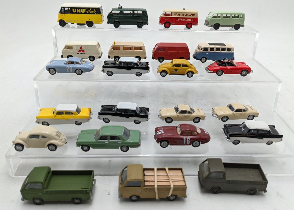 Malibu & Other 1:87 Scale Assorted Plastic/Die-Cast Cars [23] EX