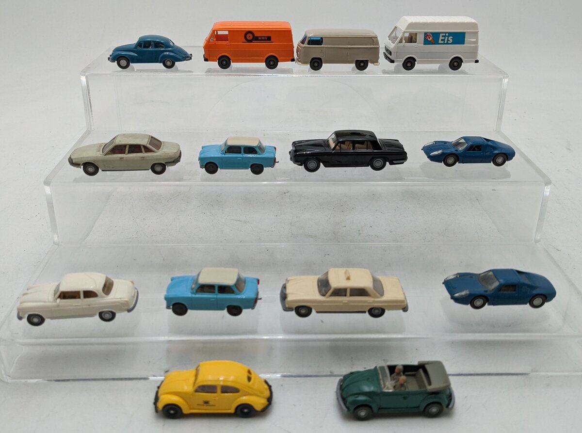 Wiking 1:89 HO Scale Assorted Plastic/Diecast Cars [14] EX
