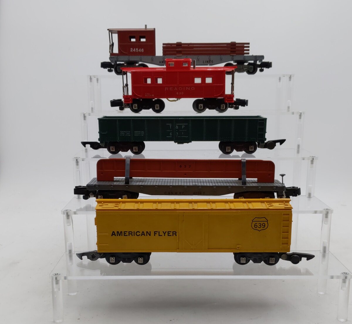 American Flyer Vintage S Postwar Freight Cars # 42597, 631, 639, 24546 & 630 [5] EX