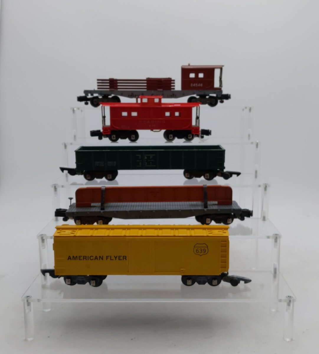 American Flyer Vintage S Postwar Freight Cars # 42597, 631, 639, 24546 & 630 [5] EX
