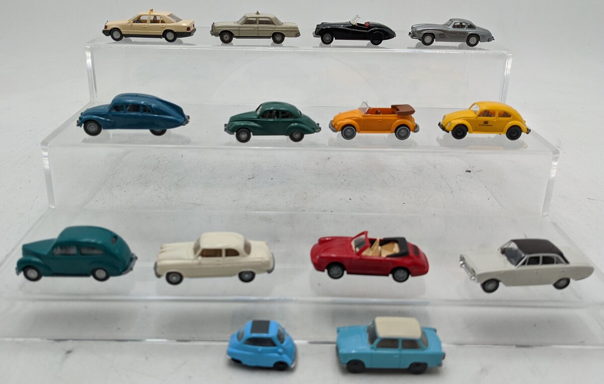 Wiking 1:89 HO Scale Assorted Plastic/Diecast Cars [14] EX
