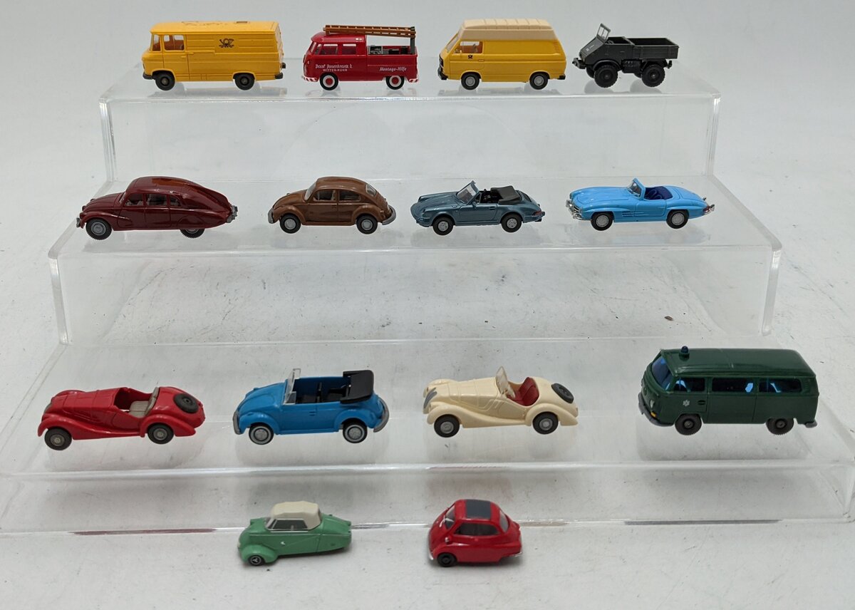 Wiking 1:89 HO Scale Assorted Plastic/Diecast Cars [14] EX