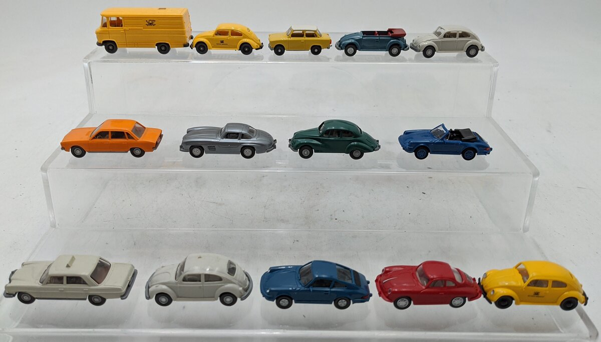 Wiking 1:89 HO Scale Assorted Plastic/Die-Cast Cars [14] EX