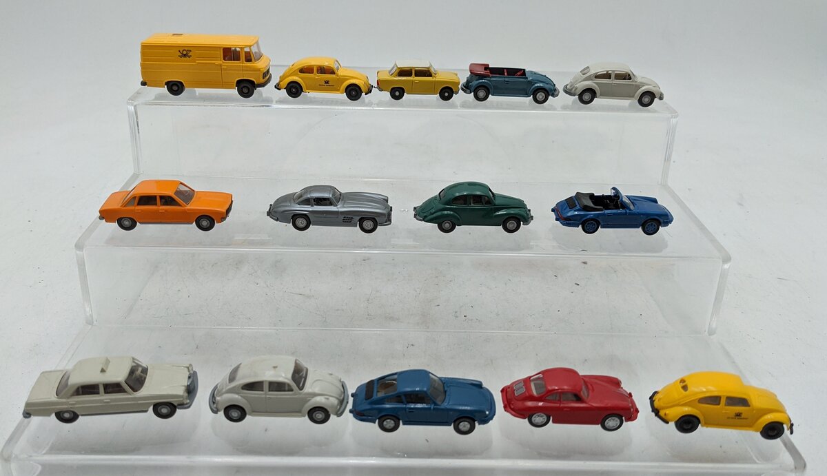Wiking 1:89 HO Scale Assorted Plastic/Die-Cast Cars [14] EX