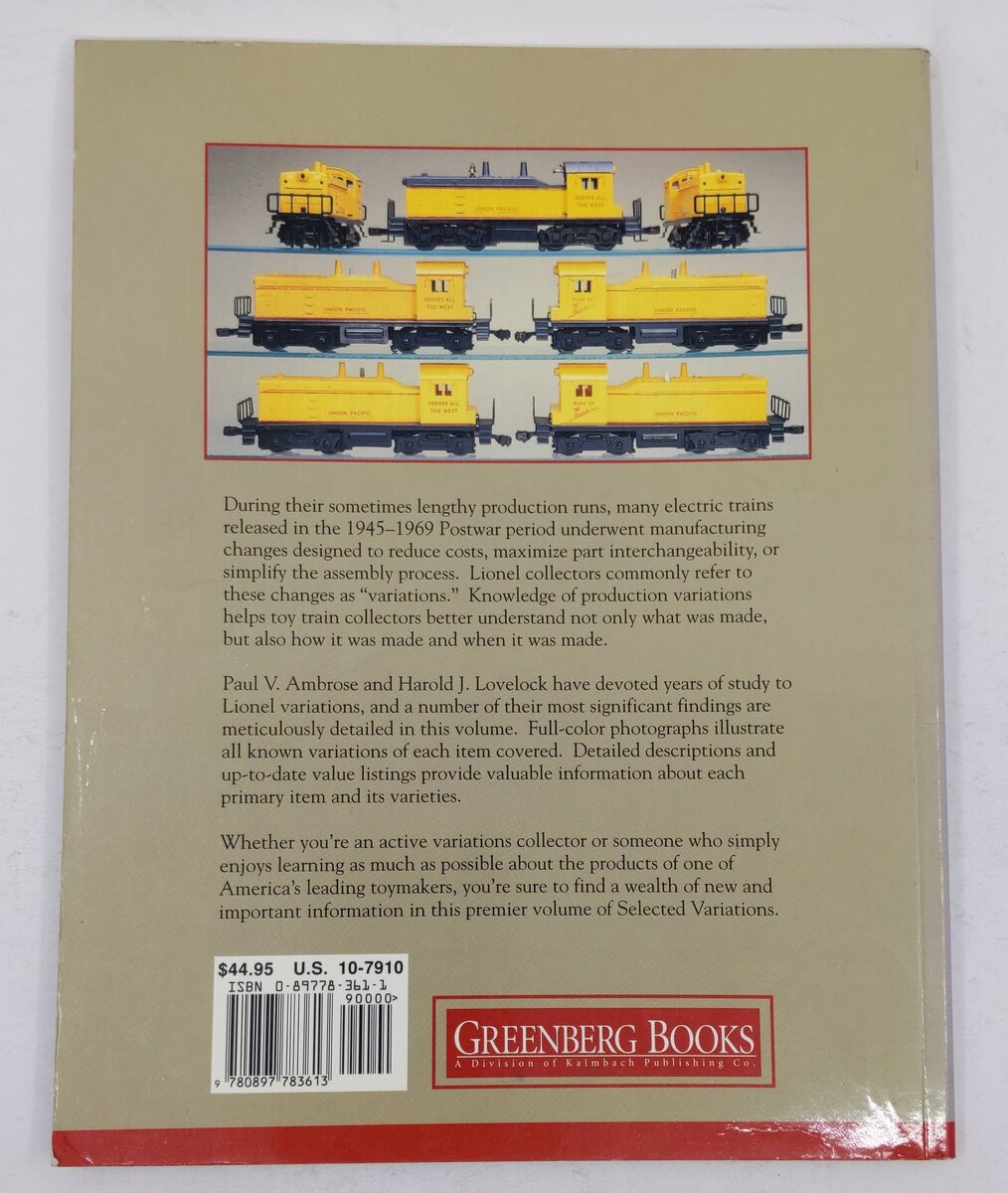 Greenberg's Guide to Lionel Trains 1945-1969 Paperback Book By Paul V. Ambrose VG