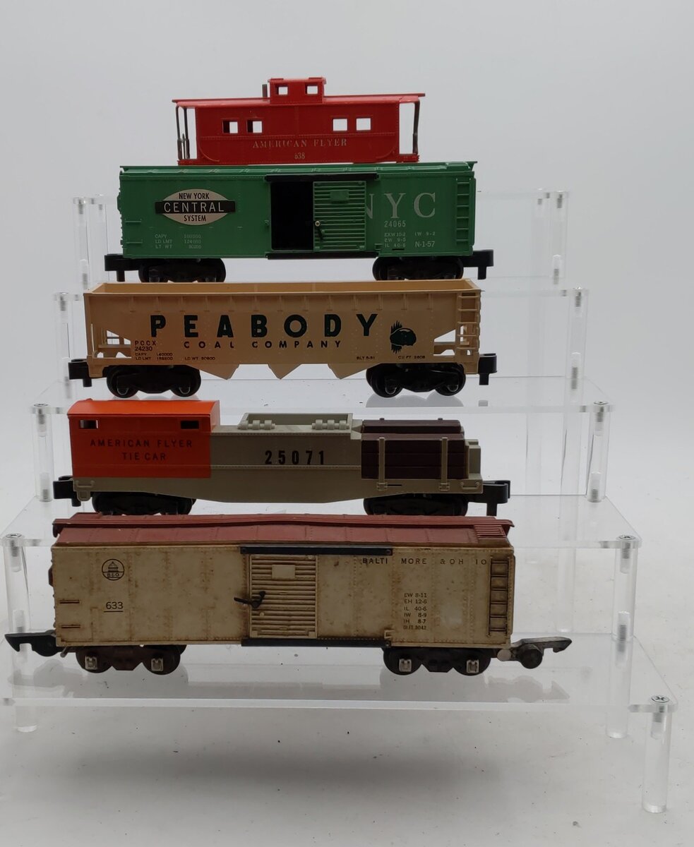 American Flyer Vintage S Freight Cars # 24065, 24230, 633, 25071 & 638 [5] EX