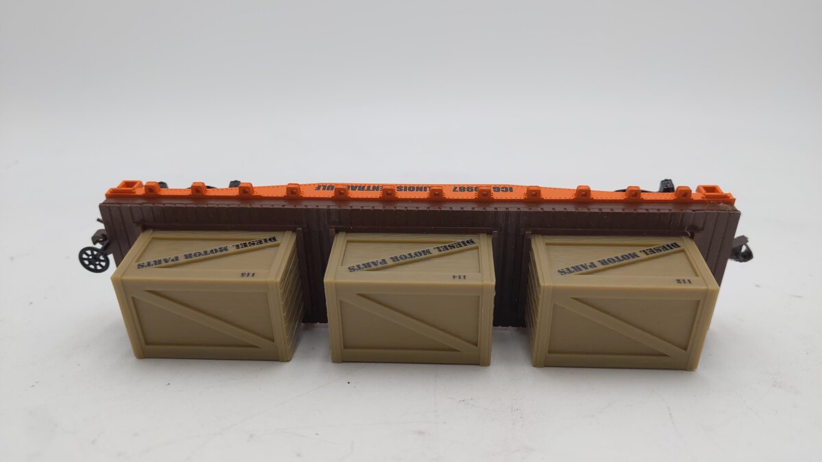Mantua 727003 HO Scale Illlinois Central Gulf 40' Flatcar w/ Crates #99987 EX/Box