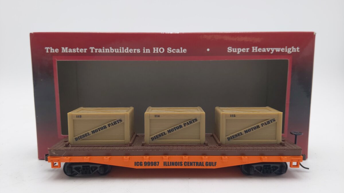 Mantua 727003 HO Scale Illlinois Central Gulf 40' Flatcar w/ Crates #99987 EX/Box