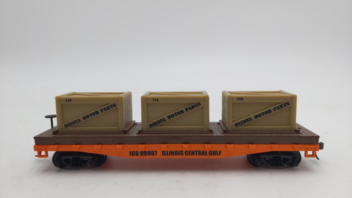 Mantua 727003 HO Scale Illlinois Central Gulf 40' Flatcar w/ Crates #99987 EX/Box