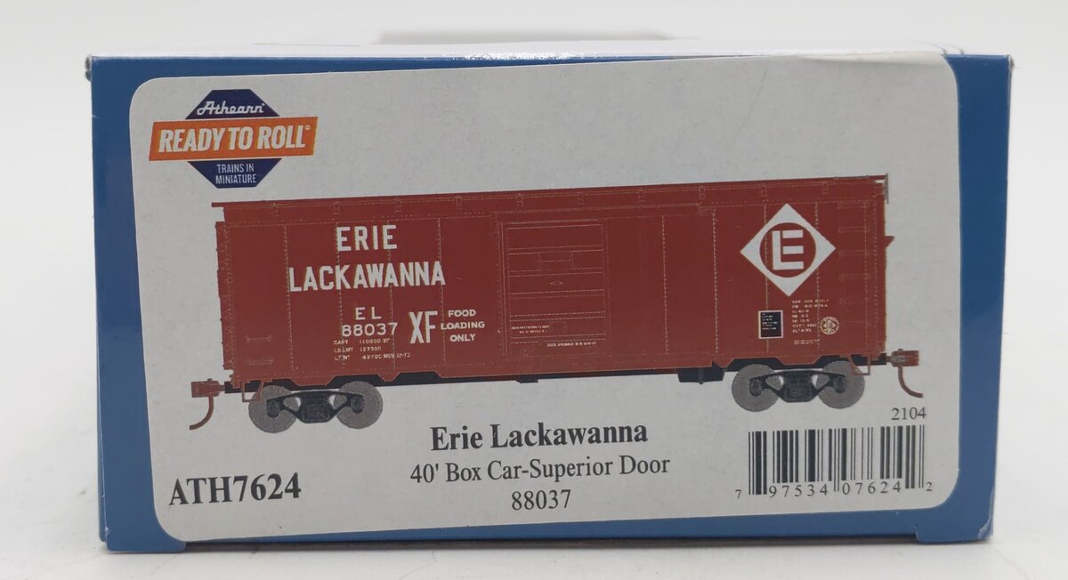 Athearn 7624 HO Erie Lackawanna RTR 40' Superior Door Box Car #88037