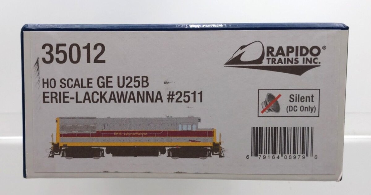 Rapido Trains 035012 HO Erie Lackawanna U25B Diesel Locomotive Standard DC #2511 EX/Box