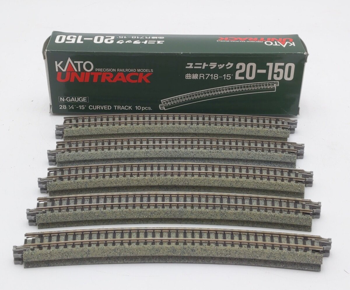 Kato 20-150 N R28 1/4"-15 Radius 15° Curve UniTrack (Box of 10) VG/Box