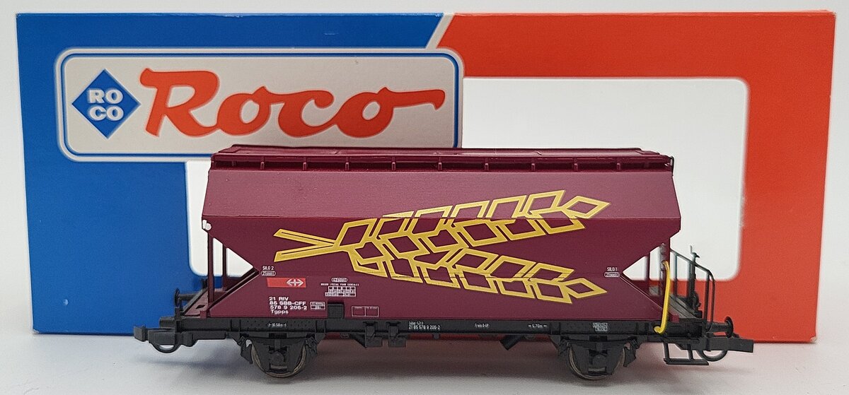 Roco 46389 HO Scale SBB Silo Wagon with Brakeman's Platform EX/Box