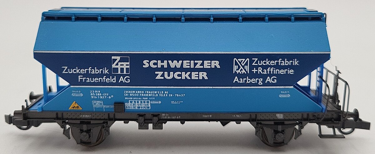 Roco 46393 HO Scale SBB Zucker Covered Hopper Car EX/Box