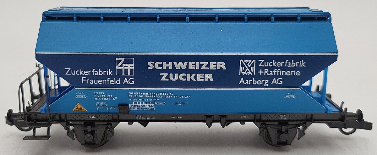 Roco 46393 HO Scale SBB Zucker Covered Hopper Car EX/Box