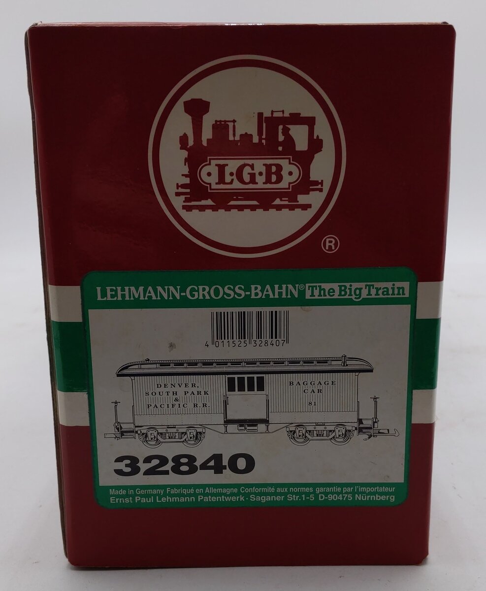 LGB 32840 G Denver, South Park and Pacific Baggage Car #81 w/Metal Wheels LN/Box