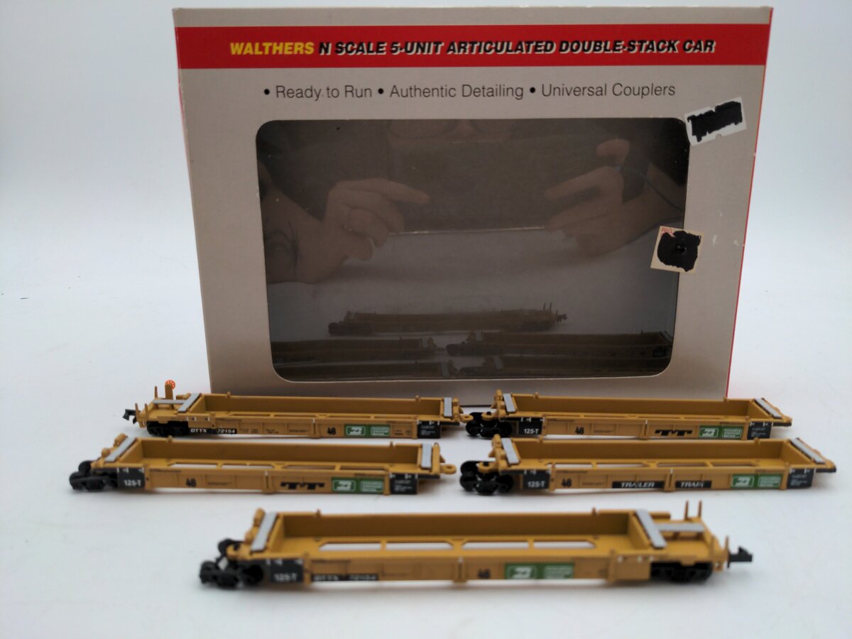 Walthers 932-8104 Burlington Northern Articulated Double Stack Car (Set of 5) LN/Box