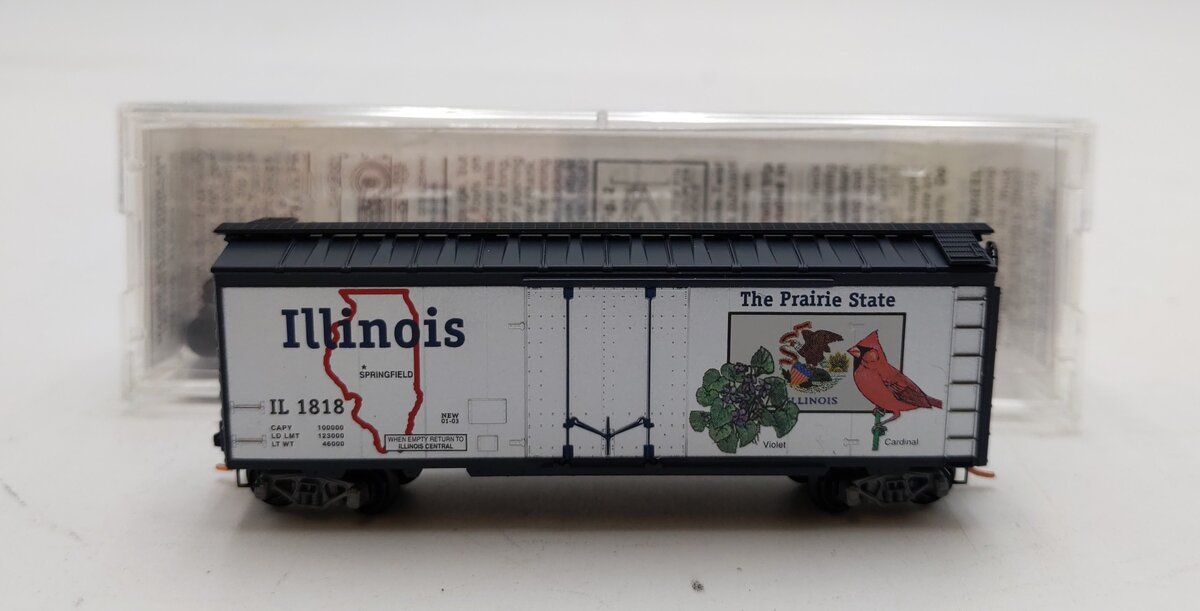 Micro-Trains 02100320 N Scale Illinois State 40' Standard Plug Door Boxcar #1818 NIB