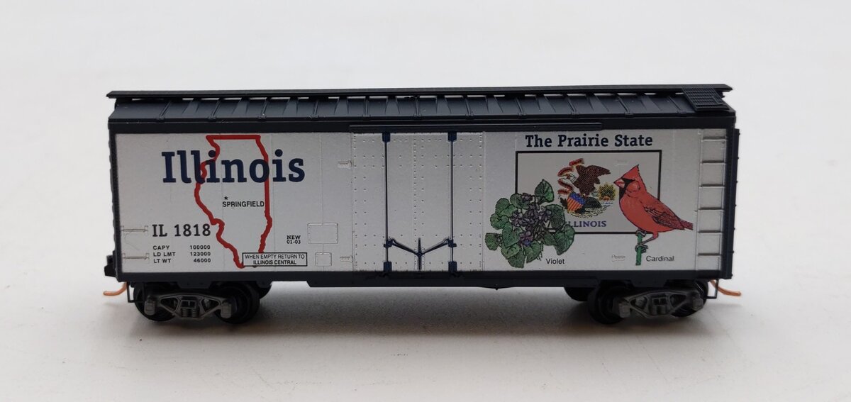 Micro-Trains 02100320 N Scale Illinois State 40' Standard Plug Door Boxcar #1818 NIB