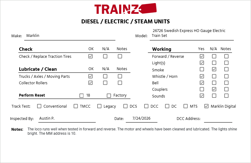 Marklin 26726 Swedish Express HO Gauge Electric Train Set EX/Box