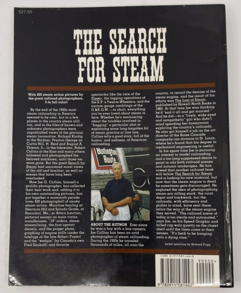 The Search for Steam Paperback Book By Joe Collias VG