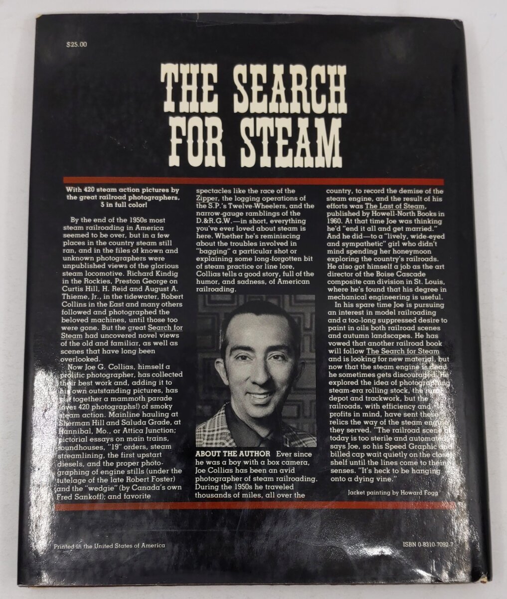 The Search for Steam Hardcover Book By Joe Collias VG