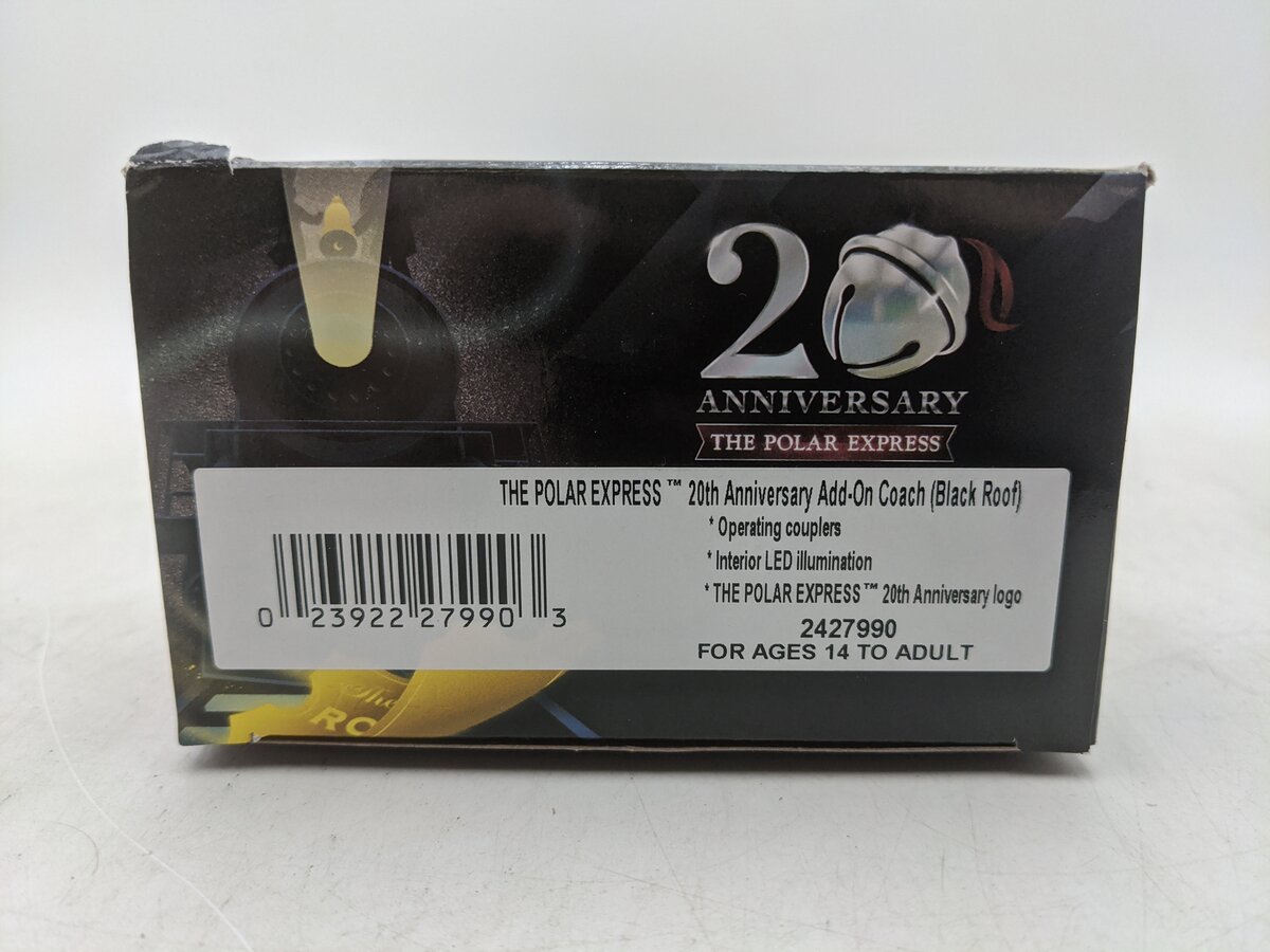Lionel 2427990 O The Polar Express 20th Anniversary Black Roof Add-On Coach LN/Box