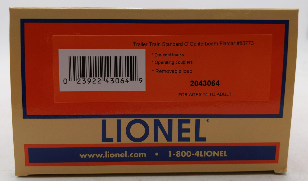 Lionel 2043064 O Trailer Train Standard Centerbeam Flatcar #83773