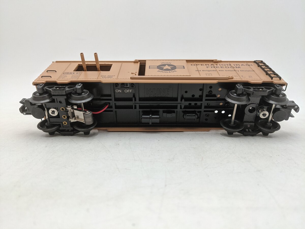 K-Line K641-8018 O Gauge Operation Iraqi Freedom Boxcar w/Machine Guns & Sound EX/Box