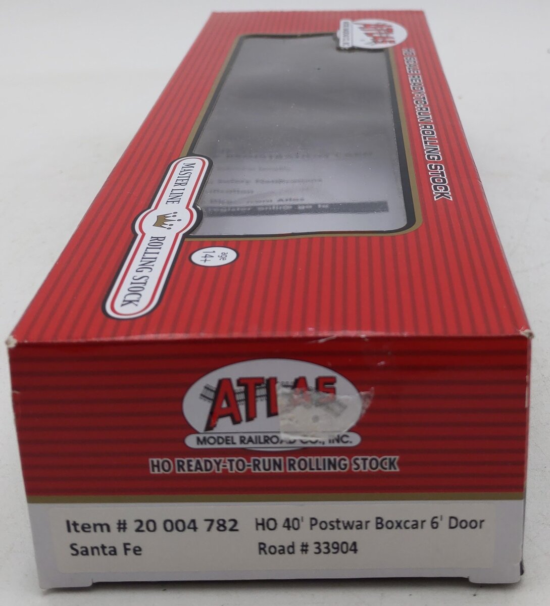 Atlas 20004782 HO Santa Fe 40' Postwar with 6' Door Box Car #33904  EX/Box