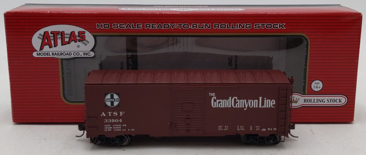Atlas 20004782 HO Santa Fe 40' Postwar with 6' Door Box Car #33904  EX/Box