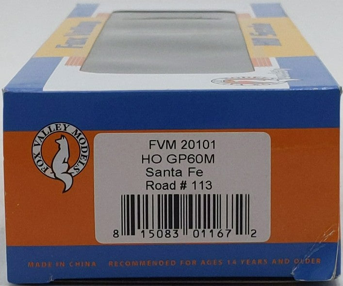 Fox Valley Models 20101 HO Santa Fe Warbonnet GP60M Diesel Locomotive #113