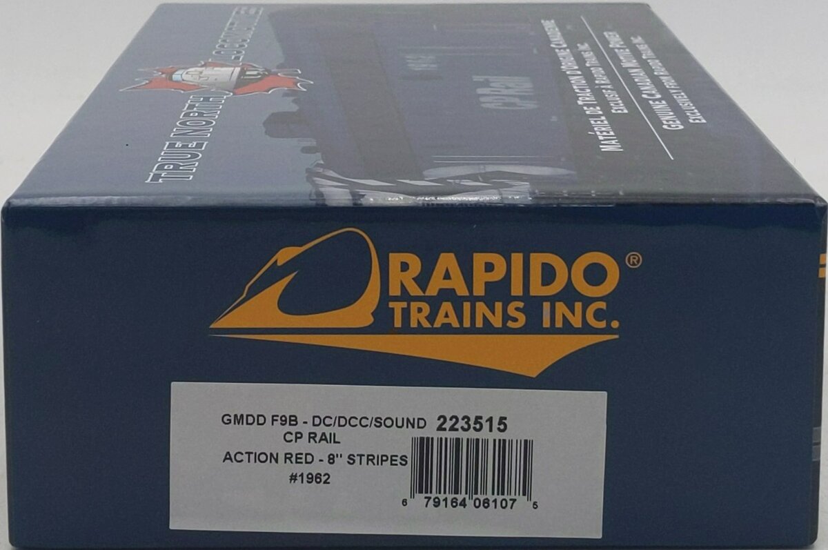 Rapido Trains 223515 HO CP Rail GMD F9B Diesel Locomotive w/DC/DCC/Sound #1962 LN/Box