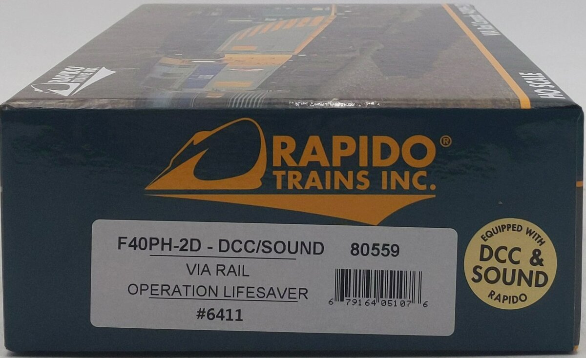Rapido Trains 80559 HO VIA Operation Lifesaver EMD F40PH-2D Diesel Loco #6411