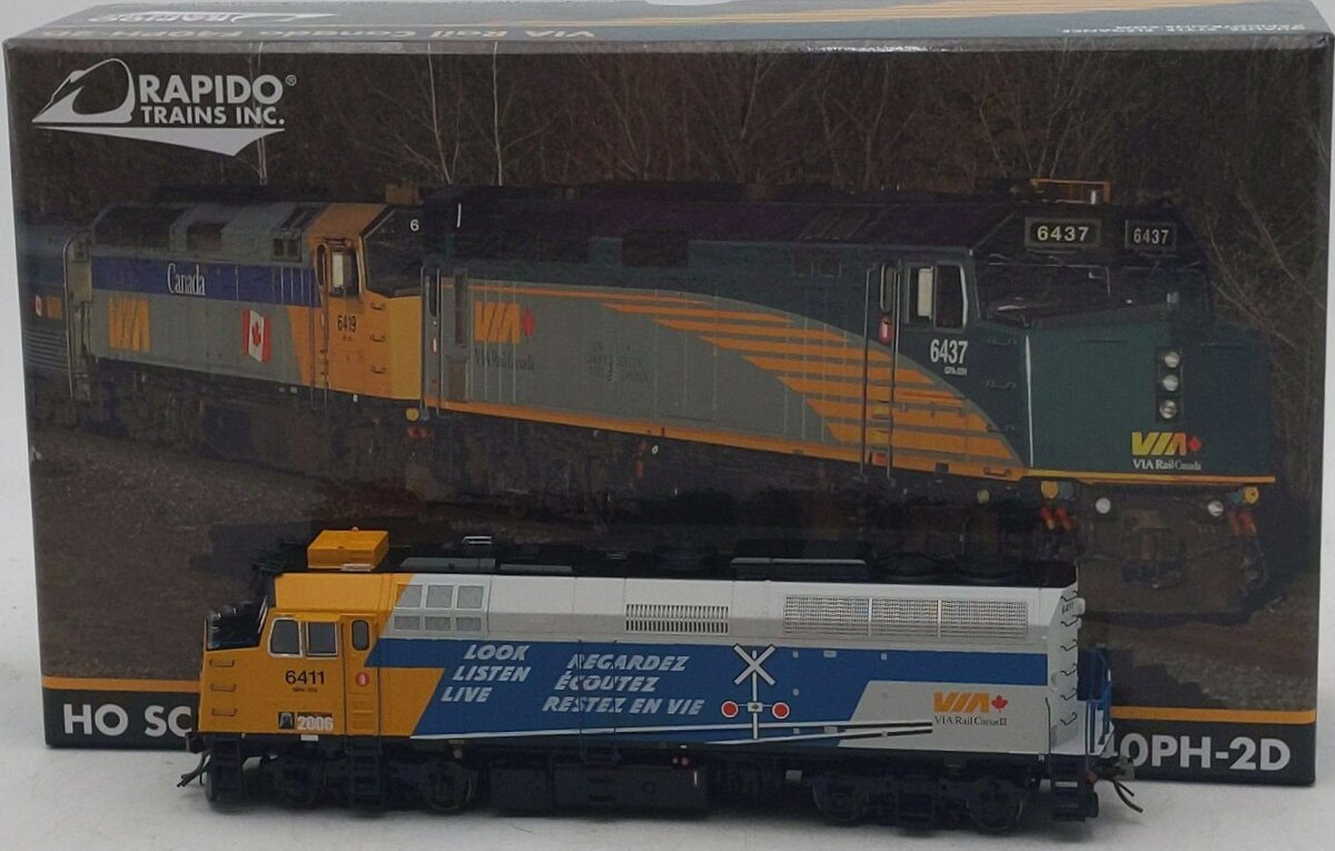 Rapido Trains 80559 HO VIA Operation Lifesaver EMD F40PH-2D Diesel Loco #6411