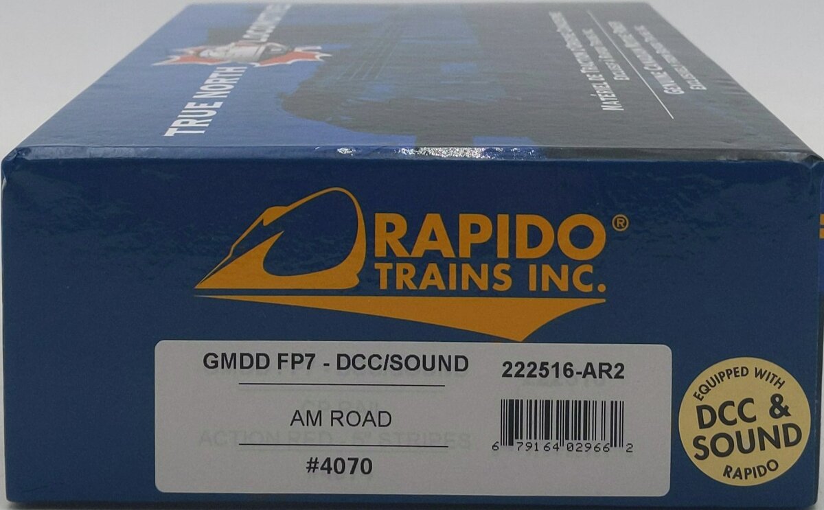 Rapido Trains 222516 HO AM Road GMDD FP7 Diesel Locomotive DC/DCC/Sound #4070
