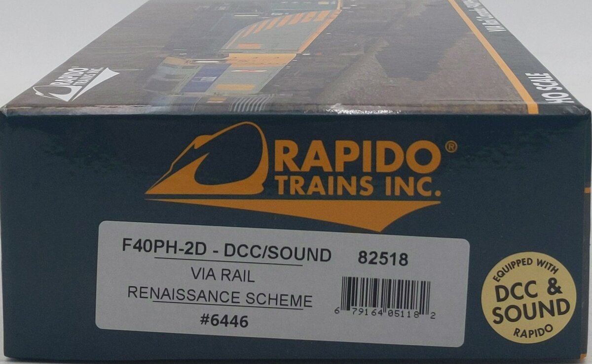 Rapido Trains 82518 HO VIA Rail Canada EMD Rebuilt F40PH-2D Diesel Loco #6446