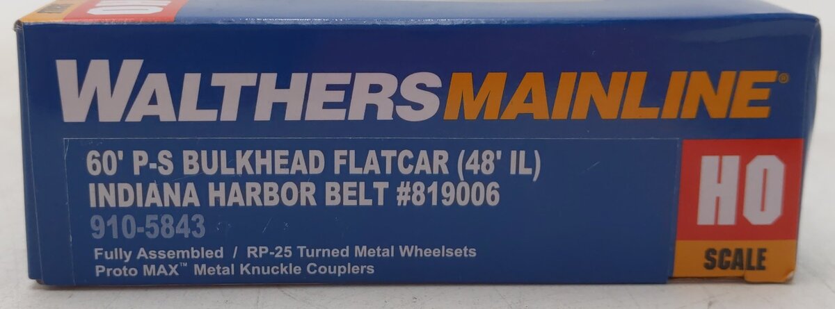 Walthers 910-5843 HO IHB RTR 60' Pullman-Standard Bulkhead Flatcar #819006