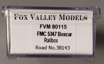Fox Valley Models 80115 N Scale Railbox FMC 5347 Boxcar #38143 LN/Box