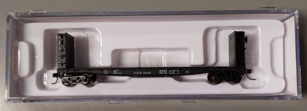 Atlas 50005797 N Chicago Great Western RTR 48' GSI Bulkhead Flat Car #3030