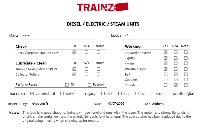 Lionel 773 Vintage O Gauge 4-6-4 Hudson Steam Locomotive w/Tender - 1964 Version VG